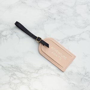 Personalized Luggage Tag Wedding Favor, Custom Leather, Travel Gifts, Accessories, Monogram Unique Gift, Groomsmen, Bridal Party Nude