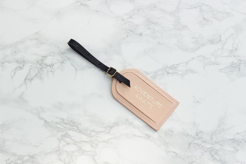 Personalized Luggage Tag Wedding Favor, Custom Leather, Travel Gifts, Accessories, Monogram Unique Gift, Groomsmen, Bridal Party Nude