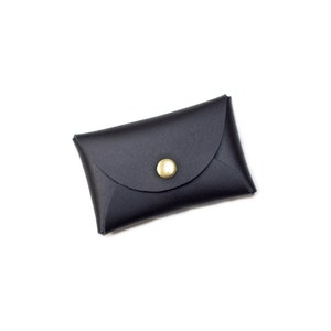 Cartera de cuero para tarjetas de presentación - Negra / Estuche para tarjetas de presentación / Portatarjetas de presentación / Cuero negro / Monedero / Portamonedas / Monedero imagen 3