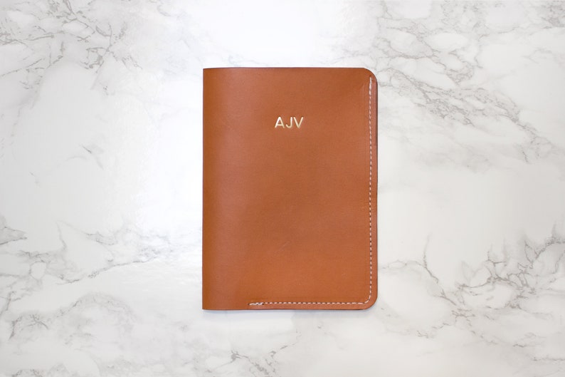 Personalized Passport Wallet, Custom Passport Cover, Monogram Leather Passport Holder, Full Grain Leather Travel Case, Wedding Gift Caramel