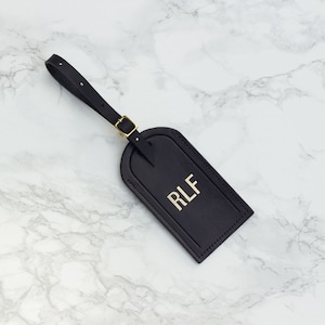 Personalized Luggage Tag Wedding Favor, Custom Leather, Travel Gifts, Accessories, Monogram Unique Gift, Groomsmen, Bridal Party Black