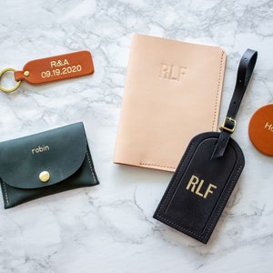 Monogram Leather Keychain Wallet Custom Mom Wallet Customized Personalized Credit Card Holder Emboss Gift Wife Present image 10