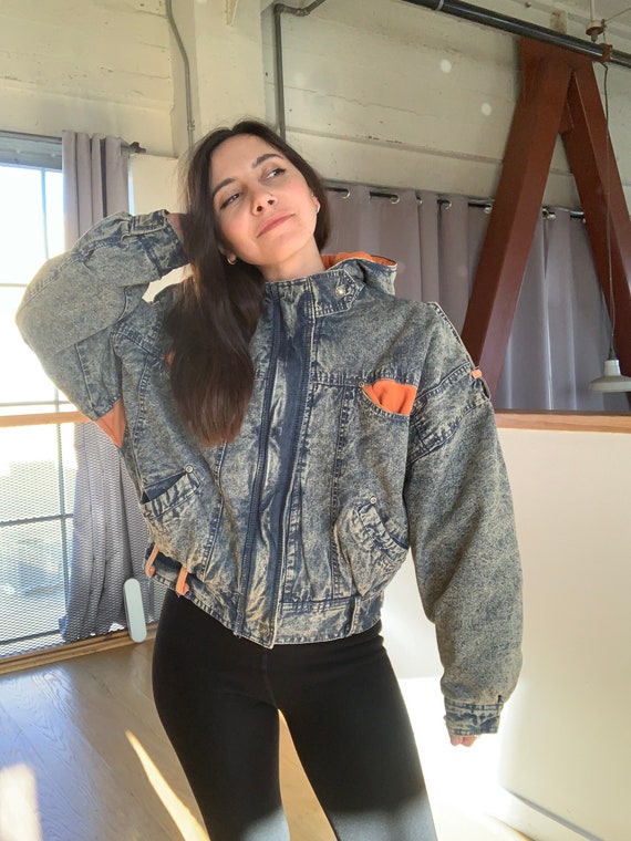 Quilted Denim Acid Wash Puffer