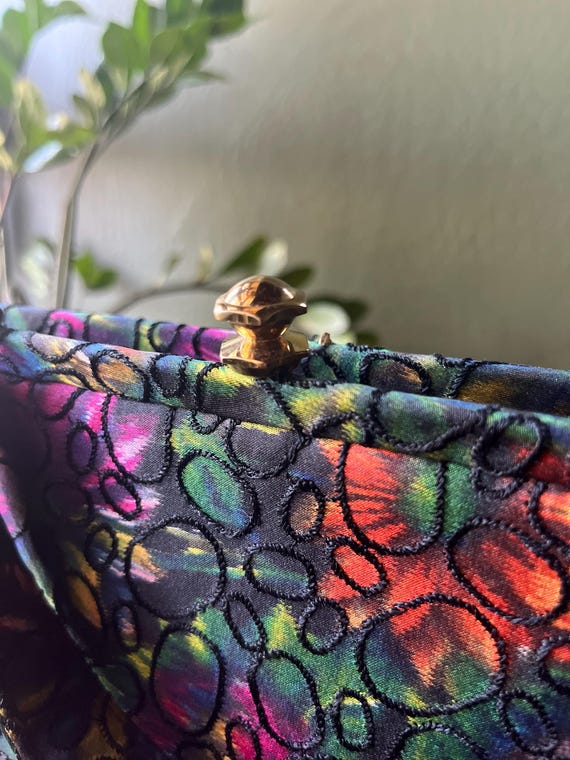 Satin Retro Multi-color Handbag - image 4