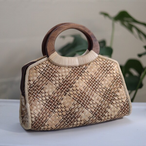 Wooden Handle Purse Etsy