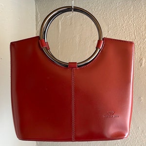 Daniela Moda Vintage Geniune Leather Red Handbag Etsy