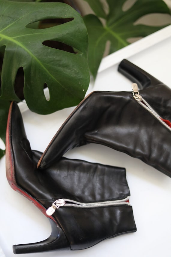 Heeled Designer Italian Leather Boots - image 2
