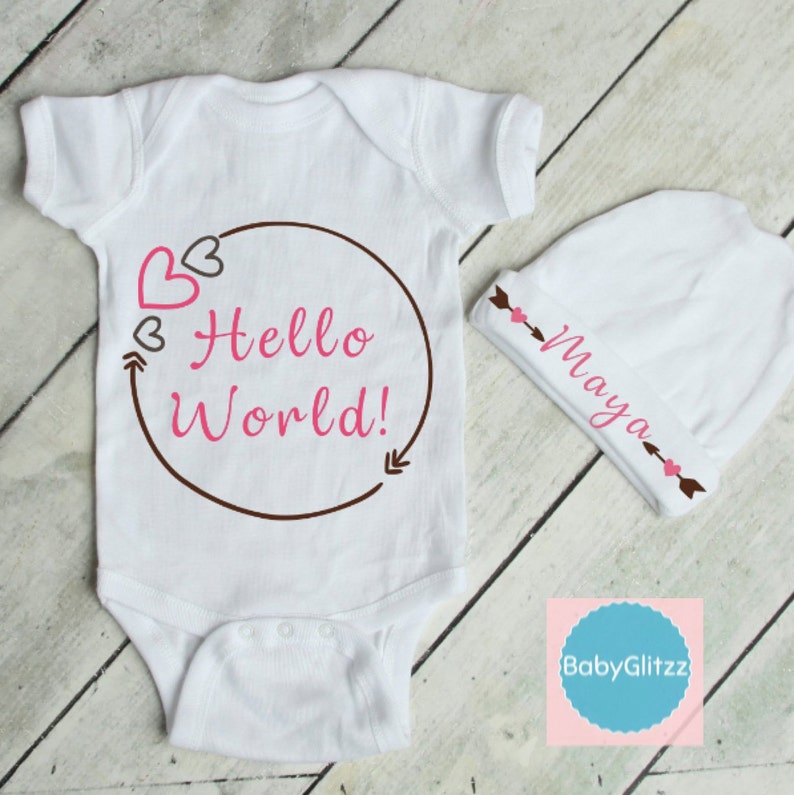hello world baby outfit personalized