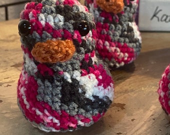 Hand crocheted duck - Pink Camo