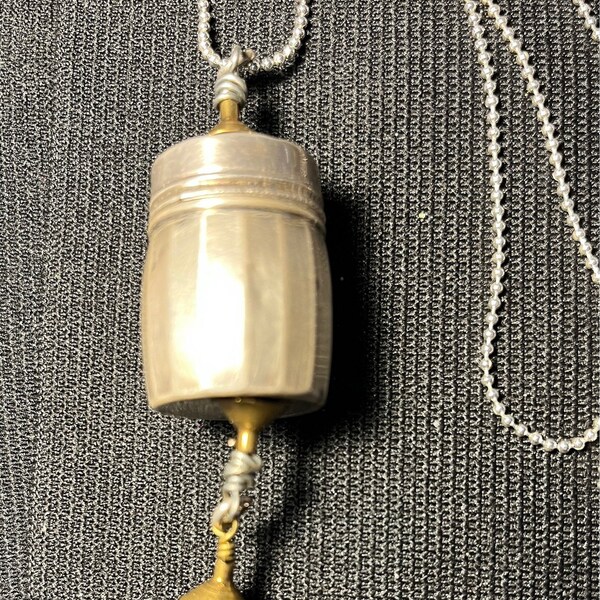 Vintage Estate Sale RIBBED SALT SHAKER Necklace #55, w Hanging Beads w Ball Chain from her life-long collection, varies from 17 to  22".