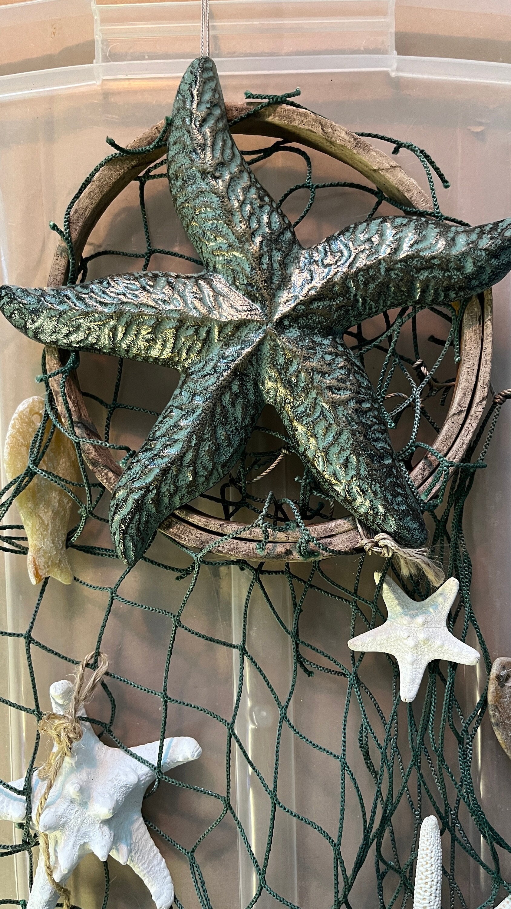 3x5 Decorative Fishing Net W/ Shells & Cork Floats off White Fish