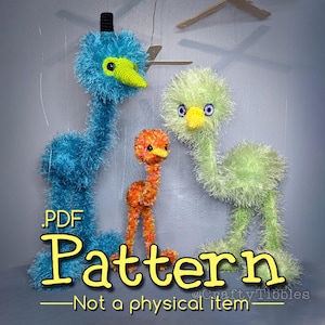 Padrão de amigurumi de marionete de pássaro ambulante em crochê