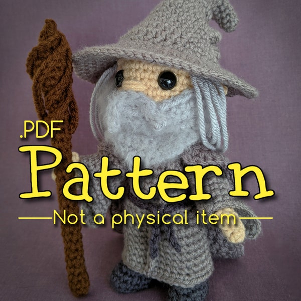 Modèle d'Amigurumi au crochet de sorcier gris