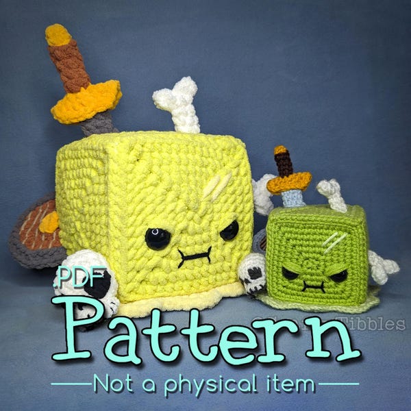 Modello Amigurumi all'uncinetto con cubo gelatinoso