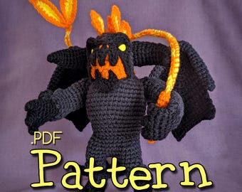 Wzór szydełkowy na latającego demona lawy amigurumi