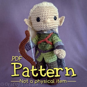 Patrón de amigurumi de ganchillo de elfo arquero