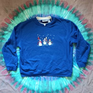 1990s Vintage Snowmen Winter Applique Cottagecore Grandmacore Speculation Woman Plus Size 2X 3X Christmas Holiday Ugly Sweater Sweatshirt