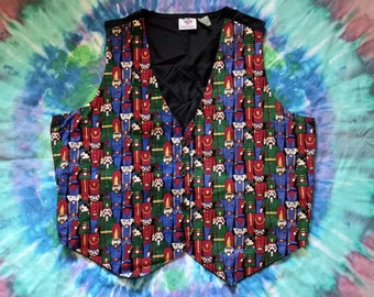 1990s Vintage Nutcrackers Christmas Holiday Plus Size 1X 2X Grandmacore Vest