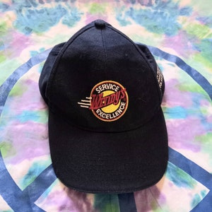Y2K Vintage Wendy&#39;s Uniform Service Excellence Cintas Navy Blue Baseball Cap Hat