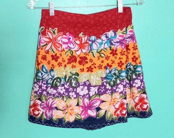 1990s Vintage Tropical Floral Colorful Petite Sophisticate Size S M Skort