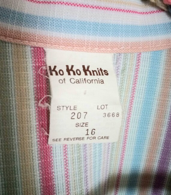 1970s Vintage Pastel Rainbow Stripe Ko Ko Knits 3… - image 8