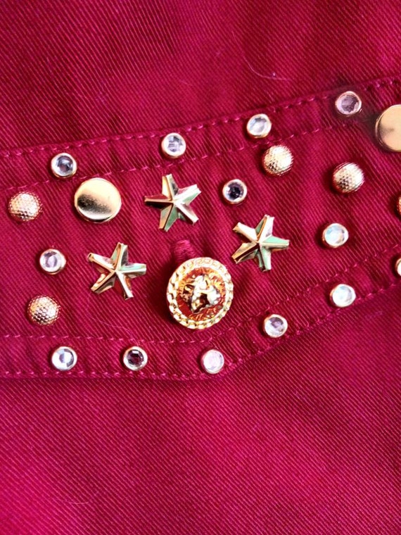 1980s 1990s Vintage Deep Red Studded Stars Mureli… - image 5