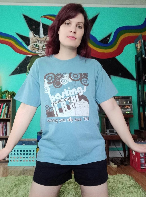 Y2K Vintage Hastings Record Store Blue Mod Circles Si… Gem