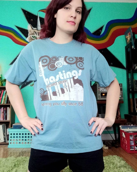Y2K Vintage Hastings Record Store Blue Mod Circles Si… Gem