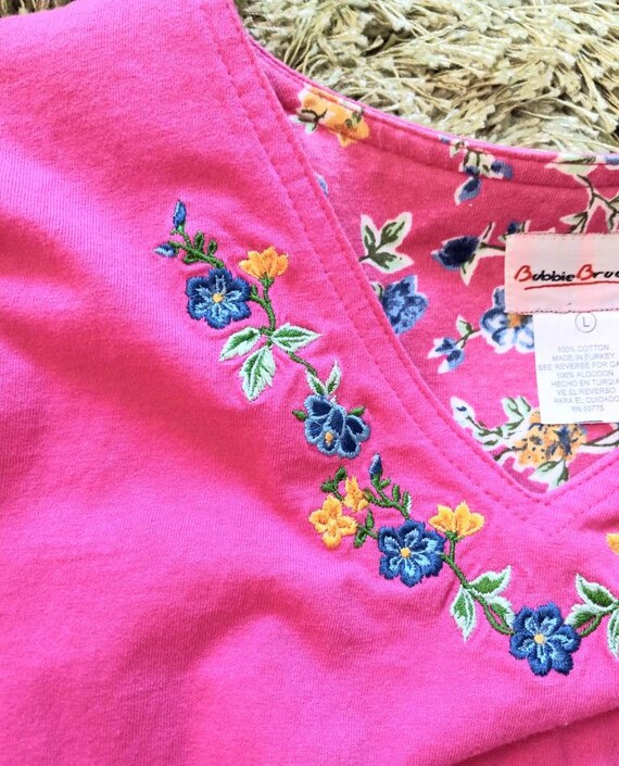 1980s 1990s Vintage Floral Pink Bobbie Brooks Cot… - image 6