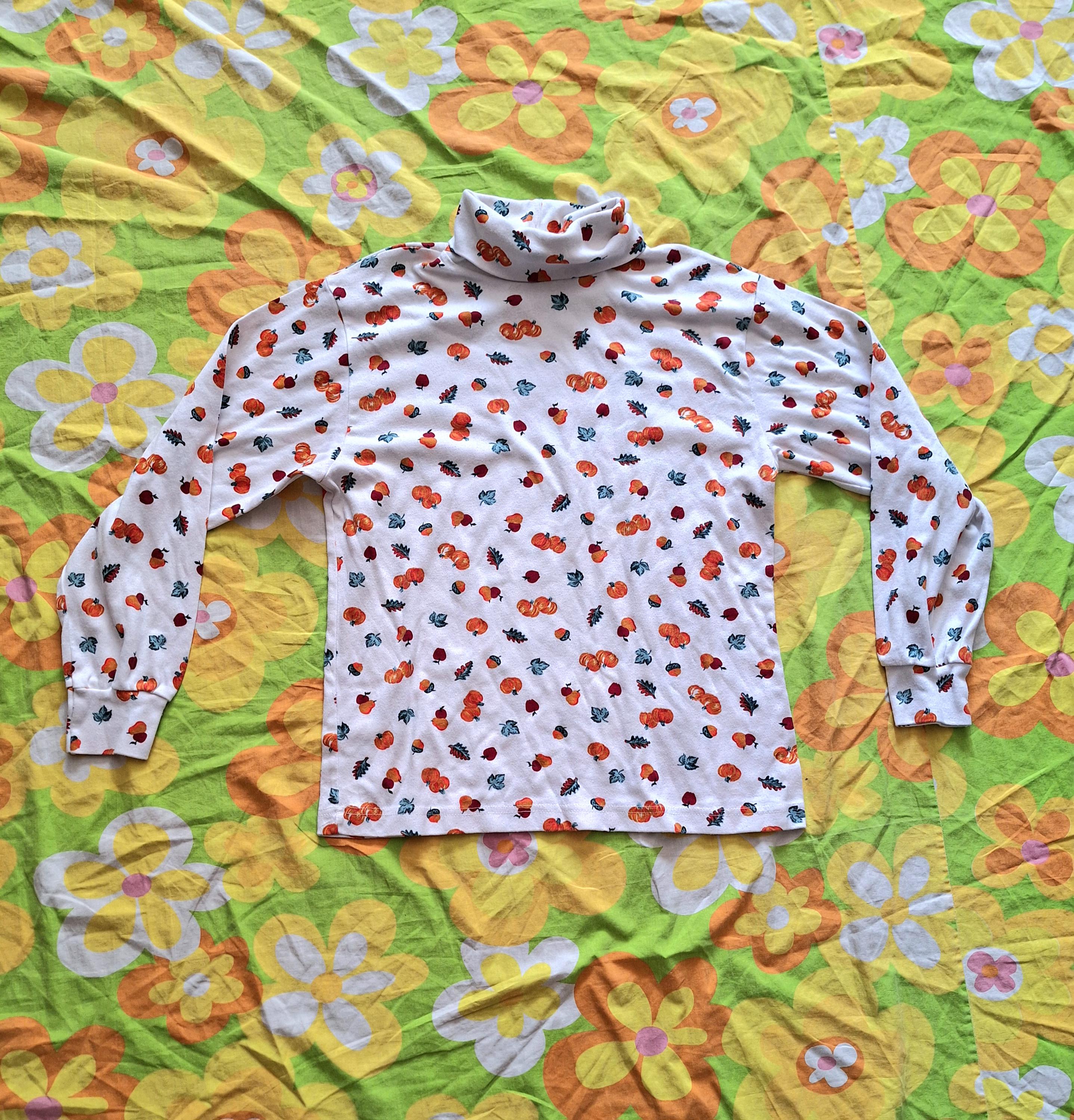 1990s Vintage Autumn Fall Harvest Pumpkins Apples Acorns Leaves Halloween Cottagecore Basic Editions Size M L Long Sleeve Knit Turtleneck Etsy Australia