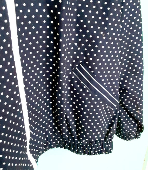 1980s Vintage Navy and White Polka Dots and Strip… - image 4