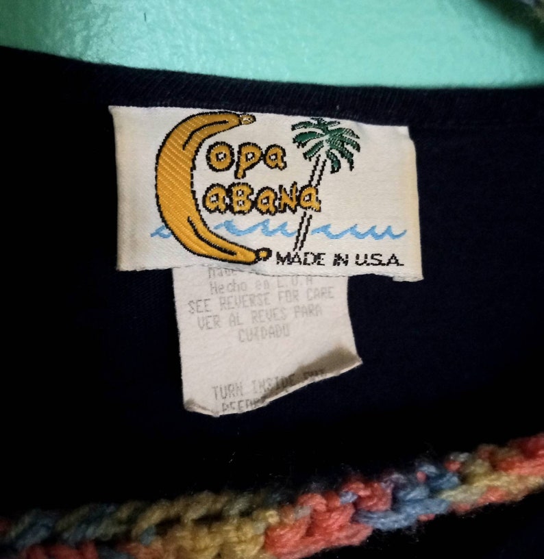 1980s 1990s Vintage nautische ankers Ocean Sailor Glitter Gezeefdrukt Copa Cobana Maat XL T-shirt afbeelding 7