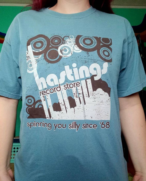 Y2K Vintage Hastings Record Store Blue Mod Circles Si… Gem