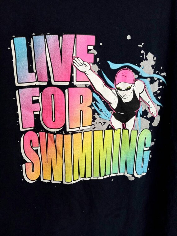 1990s Y2K Vintage Live For Swimming Rainbow Neon … - image 4