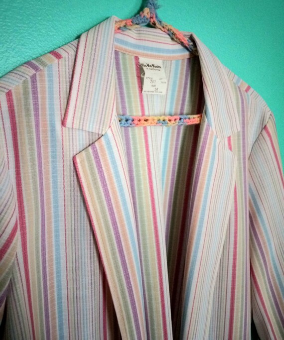 1970s Vintage Pastel Rainbow Stripe Ko Ko Knits 3… - image 6