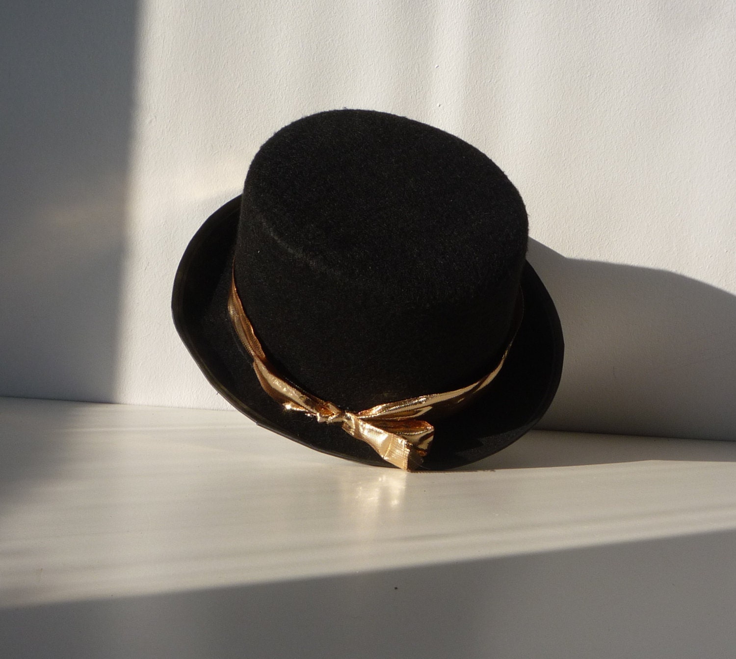 Black Wool Felt Top Hat black High Hatsize 56cm Etsy