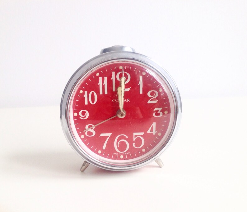 Vintage BLUE ALARM CLOCK -winding Alarm Clock- Turquoise Alarm Clock ...
