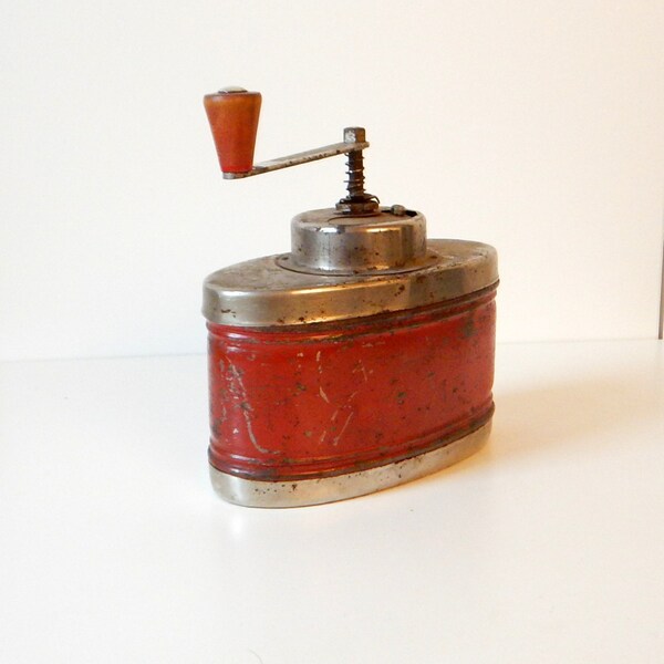SALE 30% big COFFEE  GRINDER - Red metal coffe grinder- coffee grinder -  coffe mill- Houseware -Kitchen decor- Home decor