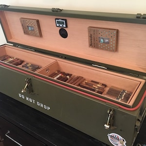 Custom cigar humidors built from repurposed &quot;surplus&quot; military ammo cans, shipping crates, etc * SAMPLE PRODUCT *