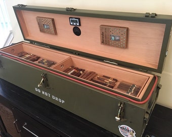 Custom cigar humidors built from repurposed "surplus" military ammo cans, shipping crates, etc * SAMPLE PRODUCT *