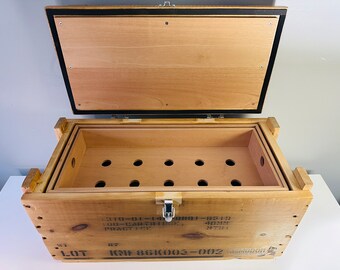 Ammodor Custom Built Tactical Cigar Humidor from a US Military Surplus 40mm Grenade Wooden Crate | 100% Made in the USA