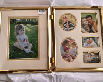 Mervyn's of California - Solid Brass 8" x 10" Bifold Picture Frame w/Collage - Vintage and NEW