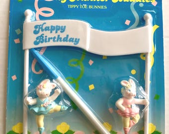 Avon Birthday Banner Buddies (Tippy Toe Bunnies) - 1990's - Ballerina Cake Topper