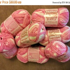 On Sale Bernat Handicrafter Cotton Stripes Yarn, 1.5 oz, Gauge 4 Medium Worsted, 100% Cotton, Pinky Stripes, Lot 7 Skeins