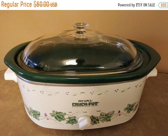 rival, Kitchen, Rival Crockpot 5quart Decorative Stoneware Embossed Slow  Cook Green Olive