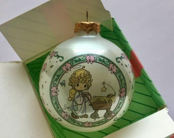 Precious Moments Glass Christmas Ball Ornament: Bring God's Blessing to You - Vintage 1994