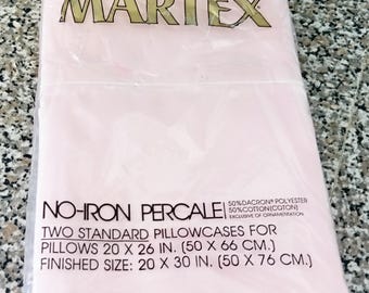 Vintage Martex "Cotton Candy Pink" Standard Pillowcase Set - Poly/Cotton - NEW in Package