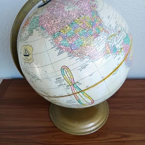 Vintage Cram 12 Inch Antique World Globe - USSR - Metal Base