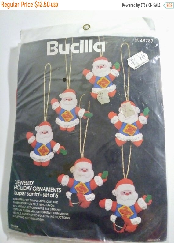 Vintage Bucilla /"Santa /& Elves/" Jeweled Felt Christmas Switch Plate Cover Kit