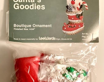 LeeWards Santa's Goodies - Boutique Ornament - Vintage Christmas Ornament Kit - NEW Sealed